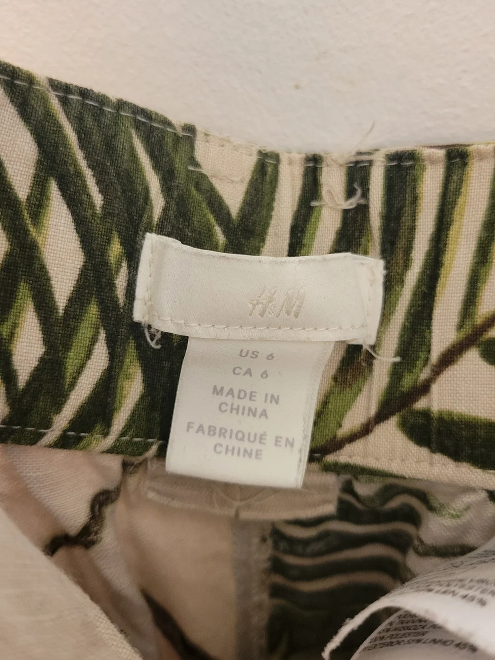 H&M Linen Blend Palm Leaf Wide Leg Pants